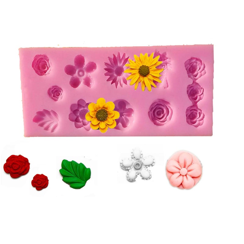 FOYARA Rose Silicone Chocolate Mold Mini Flower Fondant Mold for Sugarcraft Cake Decoration Resin Polymer Clay Soap Wax Making - Image 2